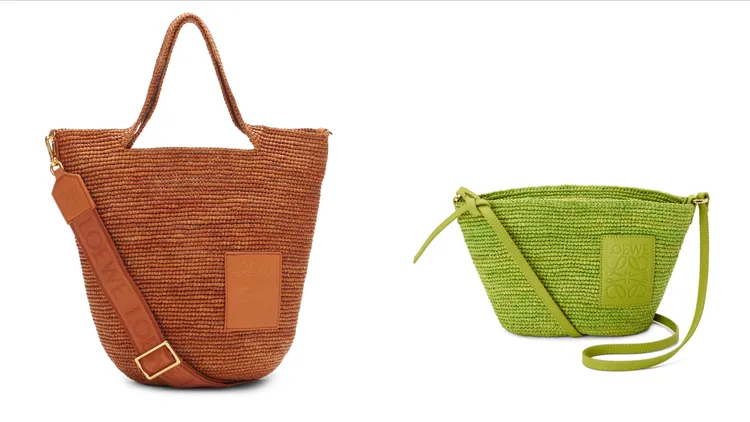 Slit駝色編織肩背包（左）4萬2000元、Slit草地綠編織迷你肩背包（右）2萬8000元。品牌提供