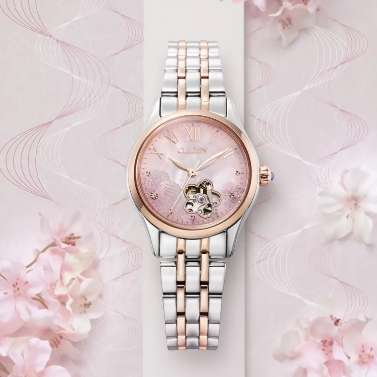 櫻花限定機械女錶PR1044-87Y，1萬7800元。品牌提供