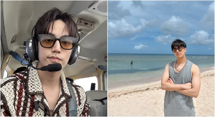 徐謀俊也體驗當地海島風情，並自駕小飛機。徐謀俊提供