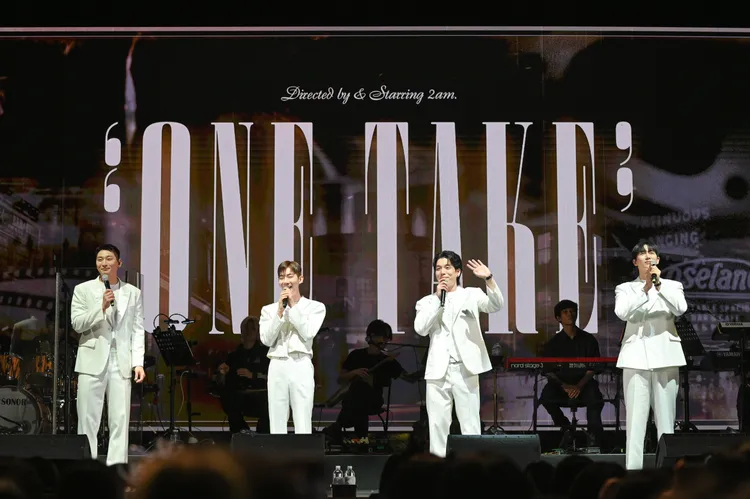 趙權（左二起）提到《我們結婚了》「老婆」佳人，昶旻吃粉絲飛醋。SHOW Office提供