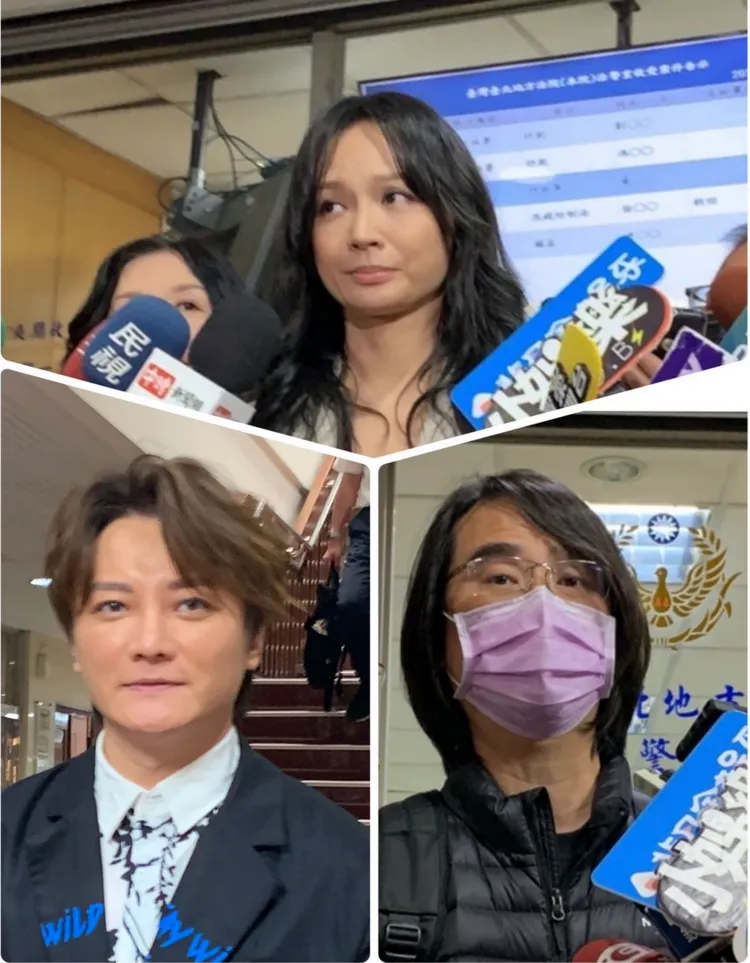 飛兒樂團創團成員Faye(上，資料照)、阿沁(左下，丁牧群攝)、陳建寧(右下，資料照)在台北地院合體。