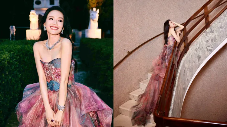 舒淇身著Armani Privé最新高訂粉色禮服現身寶格麗在羅馬舉辦的Aeterna頂級系列作品發表。品牌提供