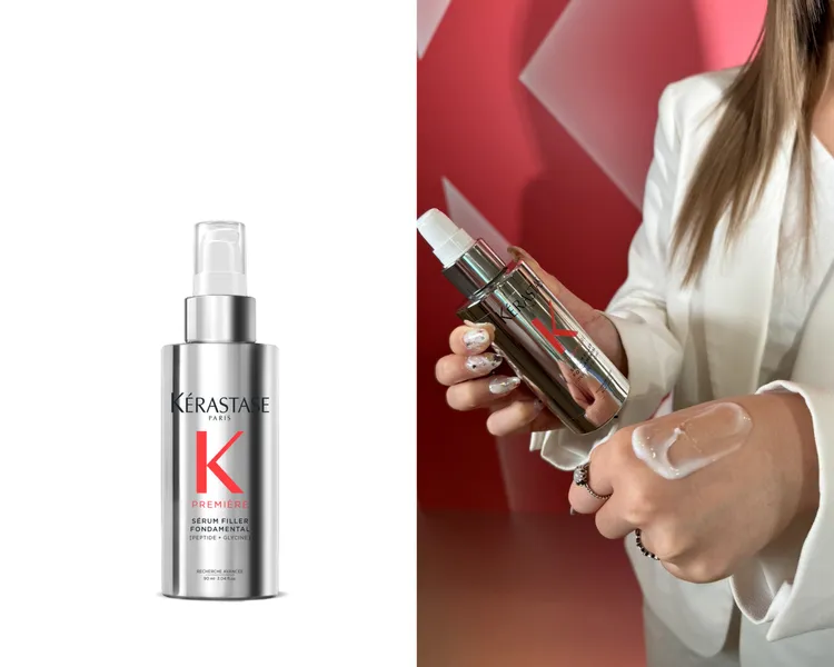 巴黎卡詩白鑽升肽重建熱活精華，90ml／2900元。左圖品牌提供、右圖張家玲攝