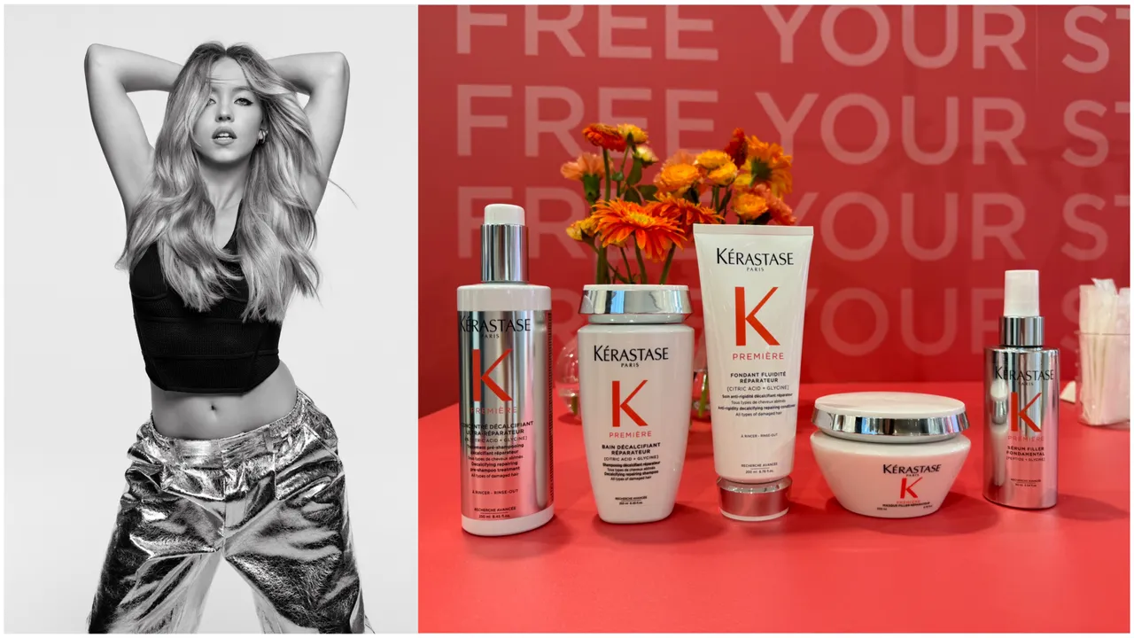 新生代性感女星席德妮史威尼愛用的巴黎卡詩，推出全新白鑽升肽重建系列髮品。左圖品牌提供、右圖張家玲攝
