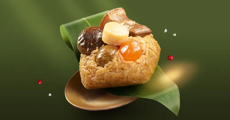 「老協珍干貝海味粽」嚴選北海道干貝、上等豬五花、鹹蛋黃、栗子、台灣香菇等