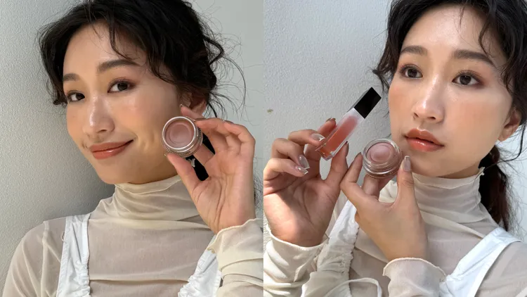 Model示範晶采柔潤唇頰膏#S01搭配晶采極潤唇釉#108。張家玲攝