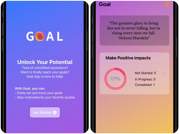 江竑燁開發的MyGoal App介面。蘋果提供。