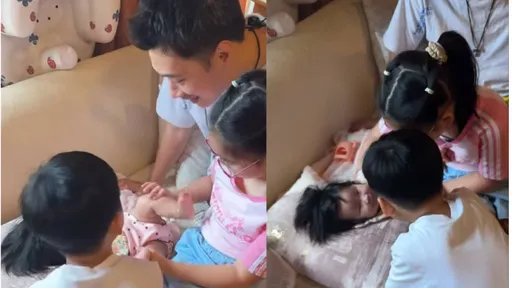 余天和孫子女今團圓 開心與余祥銓幫餵奶