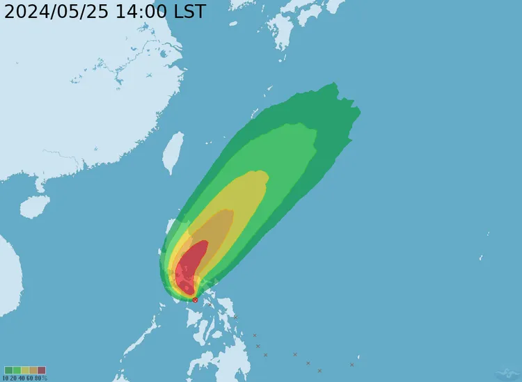 颱風侵襲機率。氣象署提供