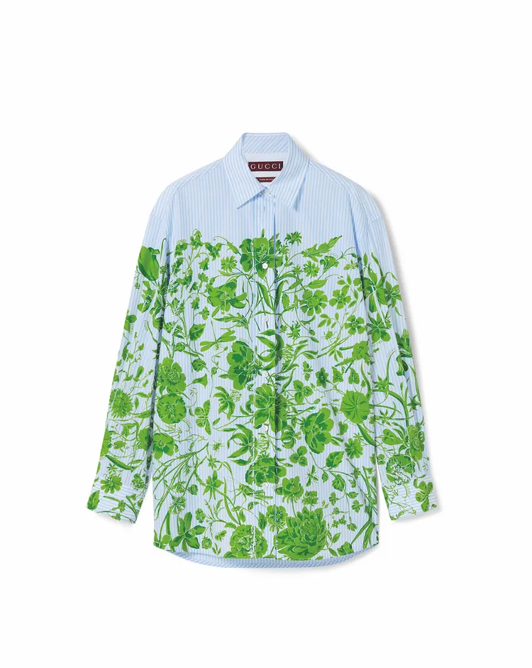 藍綠色熱帶印花襯衫，4萬5900元。品牌提供