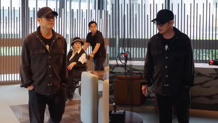 李連杰登門探望摔斷腿的向太。翻攝向太微博