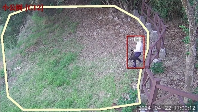 民眾進入水域野放動物被人形辨識系統發現。翻攝畫面