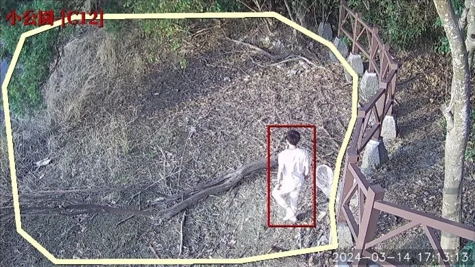 民眾進入水與闖關捕魚被人形辨識系統發現。翻攝畫面