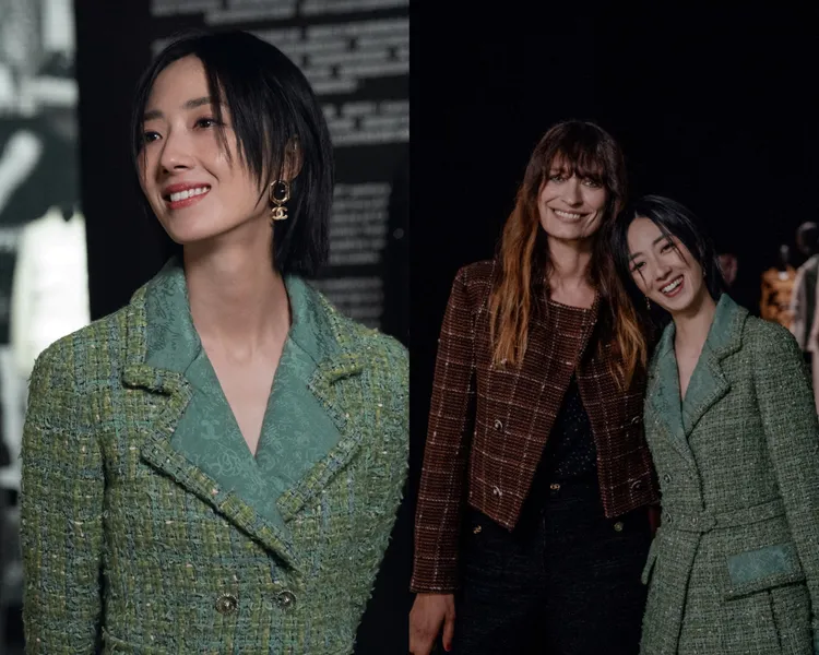 桂綸鎂與香奈兒品牌大使暨音樂製作人Caroline de Maigret（右圖左）合影。品牌提供