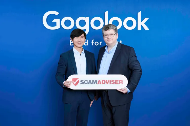 Gogolook （走著瞧-創）共同創辦人暨執行長郭建甫（左）、ScamAdviser 創辦人暨執行長 Jorij Abraham（右）。Gogolook提供。