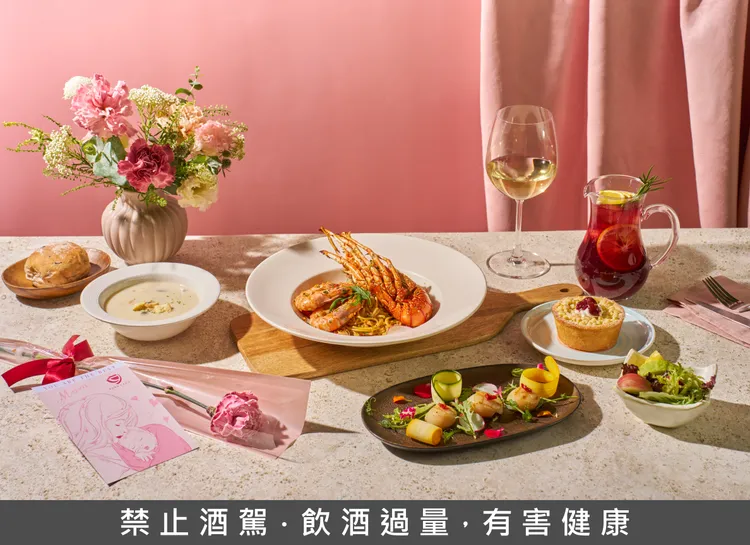 避風塘鮮蝦義大利麵佐炙燒龍蝦單人套餐。業者提供