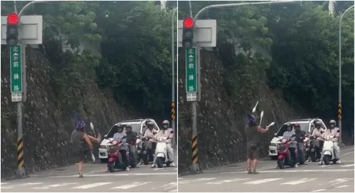 停紅燈還能看表演！老外馬路耍雜「騎士配合拍手」　網笑瘋：會不會太好Cue