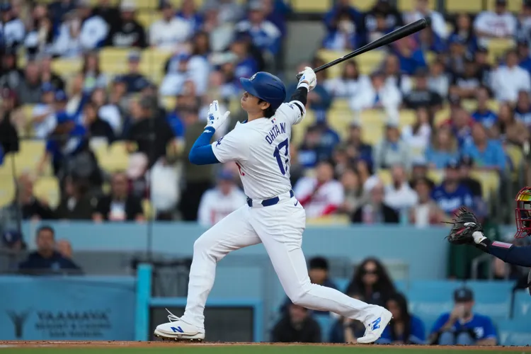 大谷翔平首打席遭到三振。美聯社