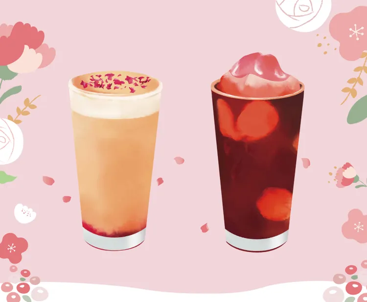 玫瑰荔枝冷萃咖啡、玫瑰荔枝那堤將在5月10日販售。星巴克提供