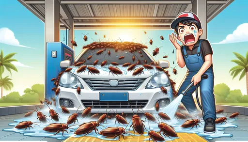 洗車業者洗到蟑螂車大崩潰... 滿滿兩杯像麻辣小龍蝦