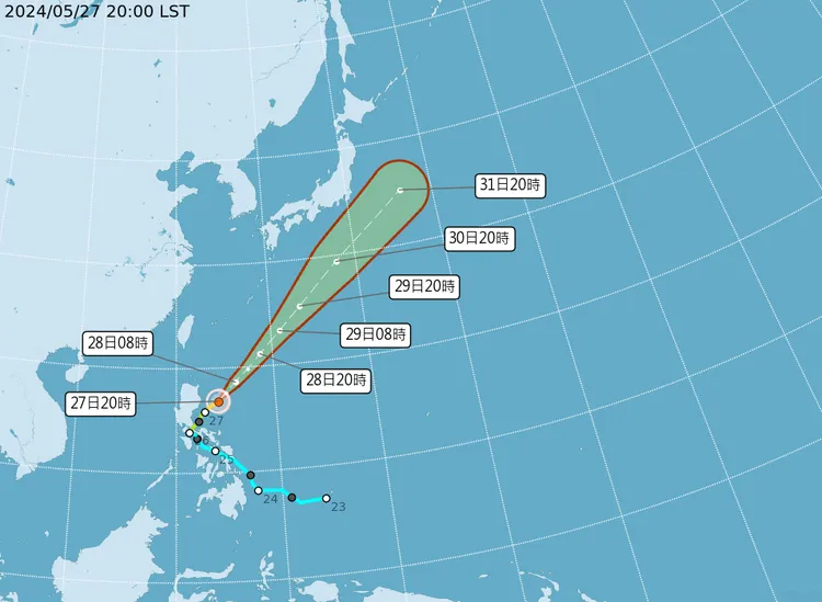 2024首颱艾維尼路徑。氣象署提供