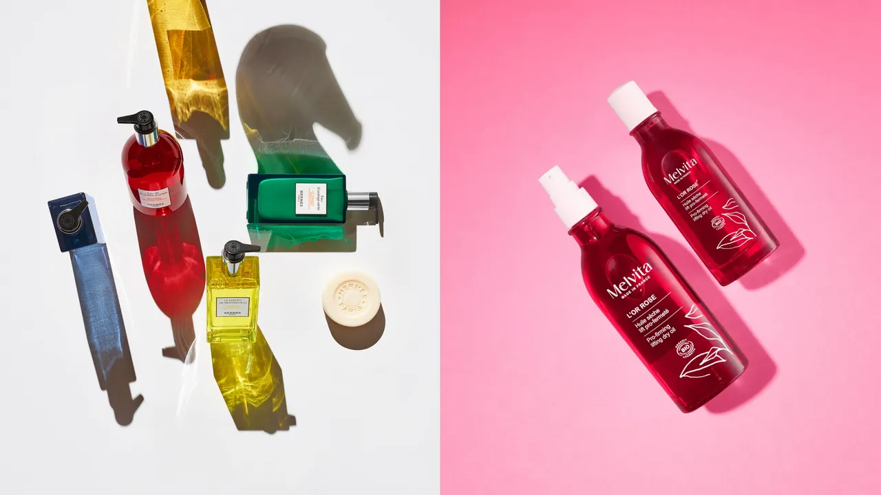 夢幻逸品愛馬仕（左圖）推出全新沐浴系列，另一美妝品牌蜜葳特（右圖）也替熱銷冠軍的粉紅胡椒美體油推出升級改版。品牌提供