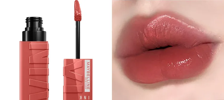 媚比琳超持久水光鎖吻唇釉#68蜜桃蝴蝶結。品牌提供