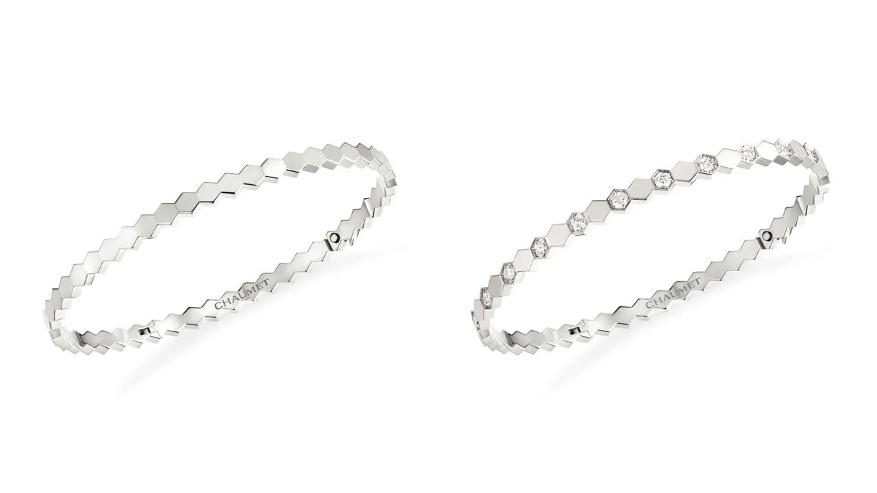 CHAUMET Bee My Love 18K白金手環,(左)38萬4000元、(右)19萬3000元。品牌提供