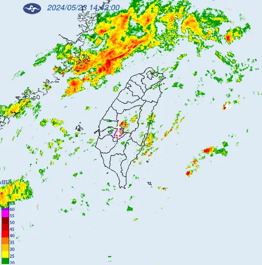 嘉義縣、雲林縣有大雷雨。氣象署提供