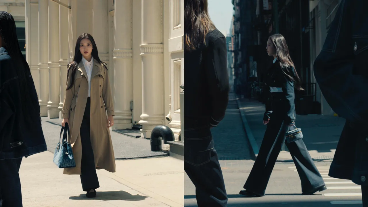 Haerin在紐約街頭拍攝Denim Oblique系列形象廣告。品牌提供