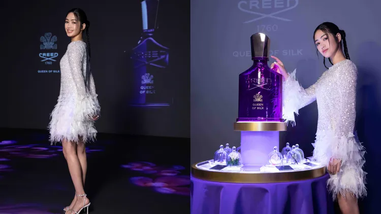 雷嘉汭為CREED Queen of Silk紫玉凝霞新香發表站台，她認為新香能展現她獨特的魅力與氣場。品牌提供