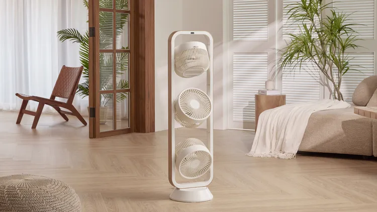 全域循環扇簡斂風格整合空間與物件打造夏日涼爽氣息。業者提供