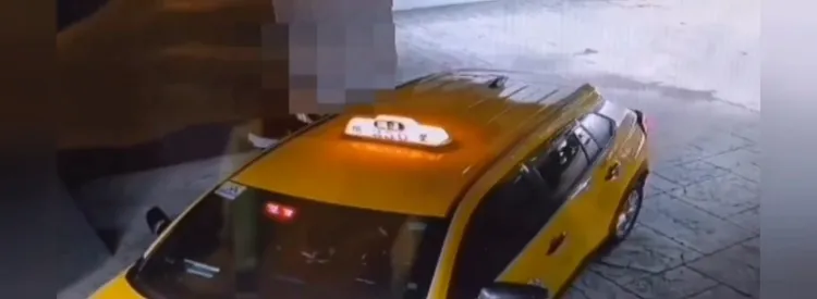 洪嫌昨天上午退房後從摩鐵搭計程車至中捷水安宮站。民眾提供