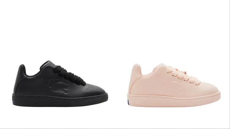 Burberry Box皮革運動鞋黑色（左）、嫩霓紅色，各2萬7500元。品牌提供