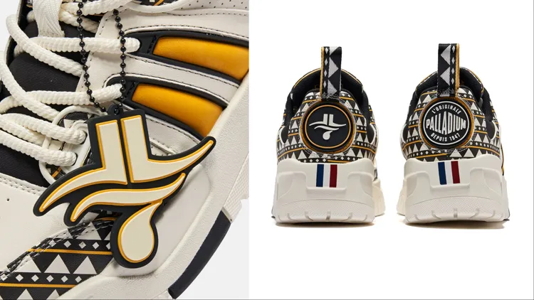 聯名復古籃球鞋附有專屬LOGO吊牌、鞋後跟則有雙品牌聯名LOGO設計。品牌提供