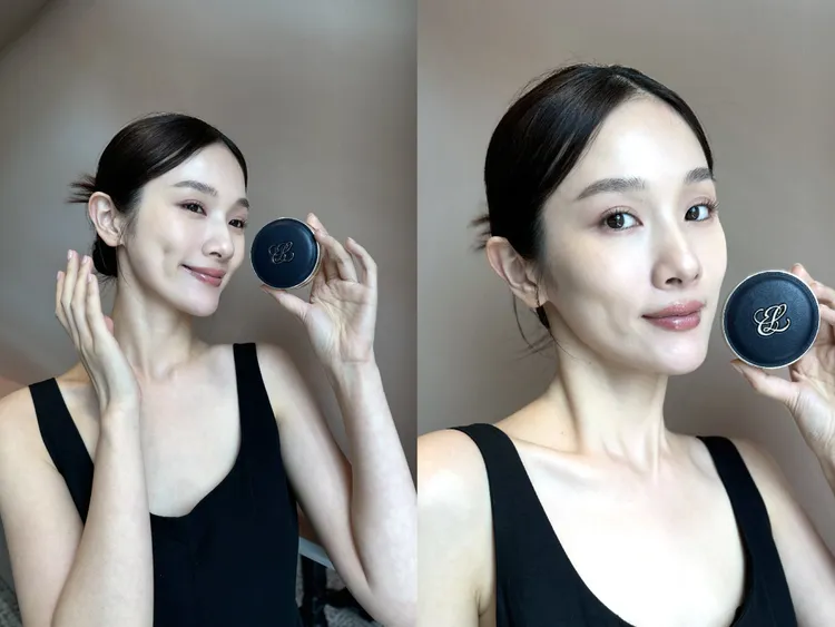 雅詩蘭黛全新粉持久天生美肌氣墊粉餅擁有「磨皮」妝效。張家玲攝