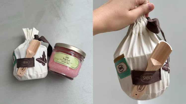 5月31日至6月30日上市期間，購買600g版本身體磨砂搞，會限量身體磨砂膏收納袋，限定櫃點還有免費燙印刺繡布章服務。張家玲攝