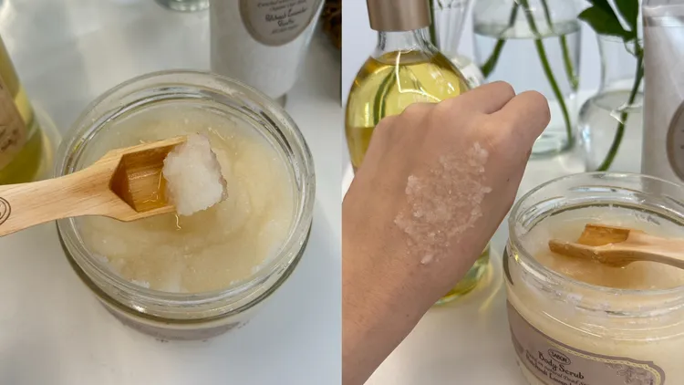 SABON全新升級身體磨砂膏當中死海鹽的顆粒觸感更加細緻。張家玲攝