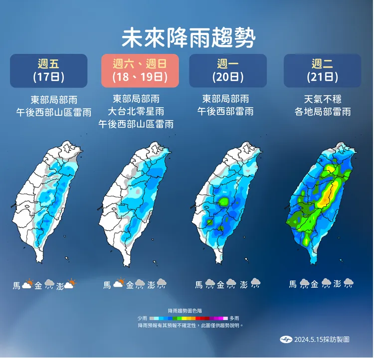 未來降雨趨勢。氣象署提供
