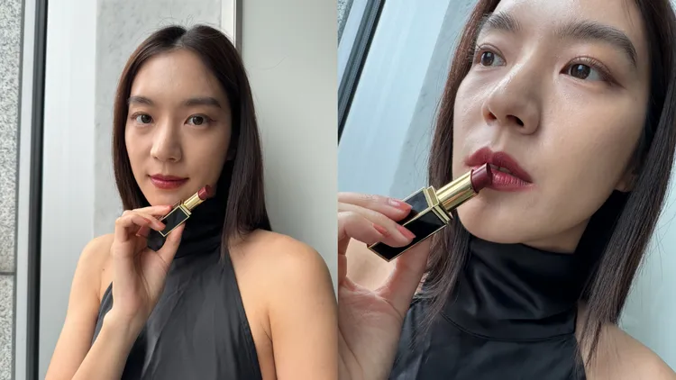 Model示範TOM FORD設計師絲絨霧光唇膏#69。張家玲攝