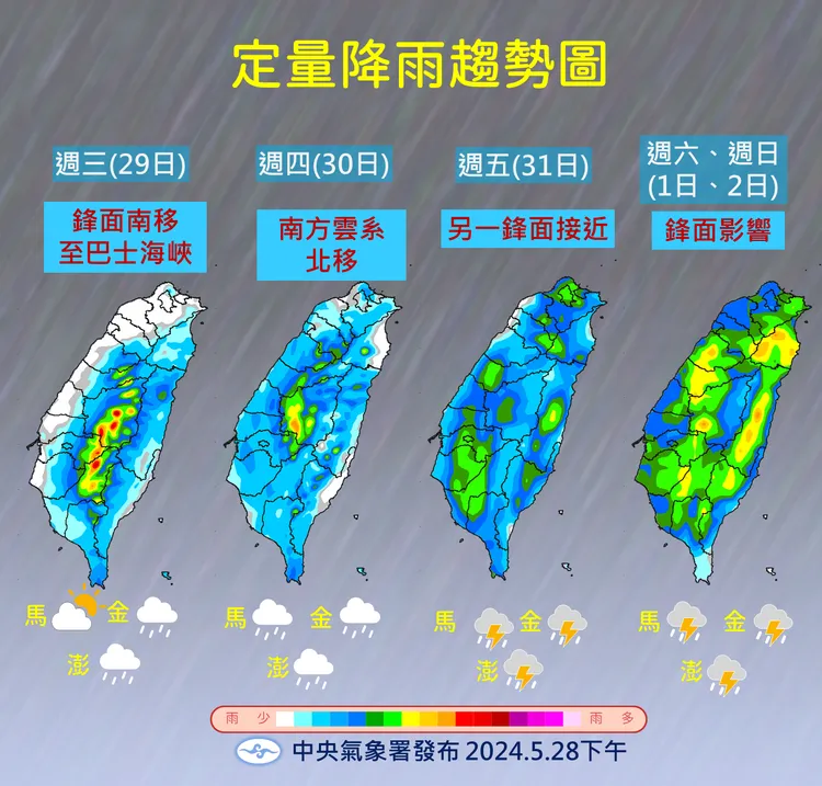定量降雨趨勢圖。氣象署提供