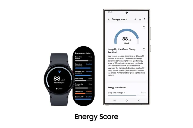 Galaxy AI與Samsung Health將加入身體能量指數（Energy Score）。三星官網。