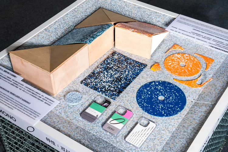 「現在塑膠」則展出犀牛盾的核心理念–「單一材料」，透過該展區與民眾分享如何透過犀牛盾獨家技術，讓手機殼能夠達至少6次的再生。犀牛盾提供。