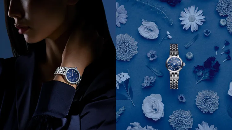 帝舵Clair de Rose系列腕錶，30mm，精鋼錶殼，藍色錶面，精鋼錶帶，T601型自動上鍊機芯，38小時動力儲存，8萬3500元。品牌提供
