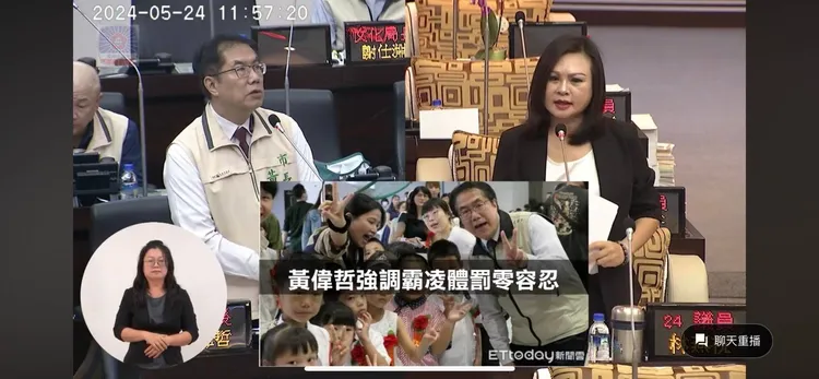 市議員林燕柱質詢時踢爆校園霸凌。服務處提供