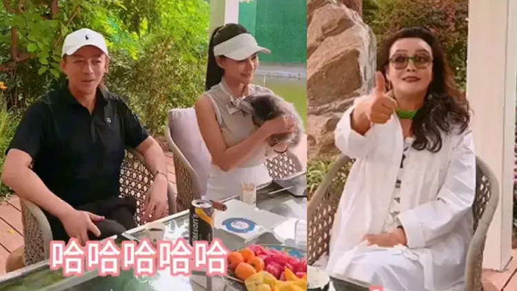 汪小菲（左起）520帶Mandy和張蘭相聚。翻攝張蘭抖音