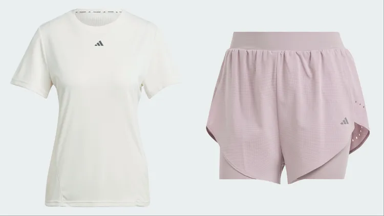 HIIT HEAT.RDY訓練上衣（左）1490元、HIIT訓練短褲（右）1690元。品牌提供