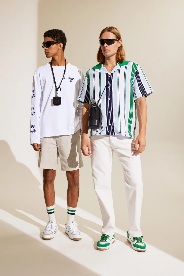 羅紋領直條短袖襯衫（右），5980元。品牌提供