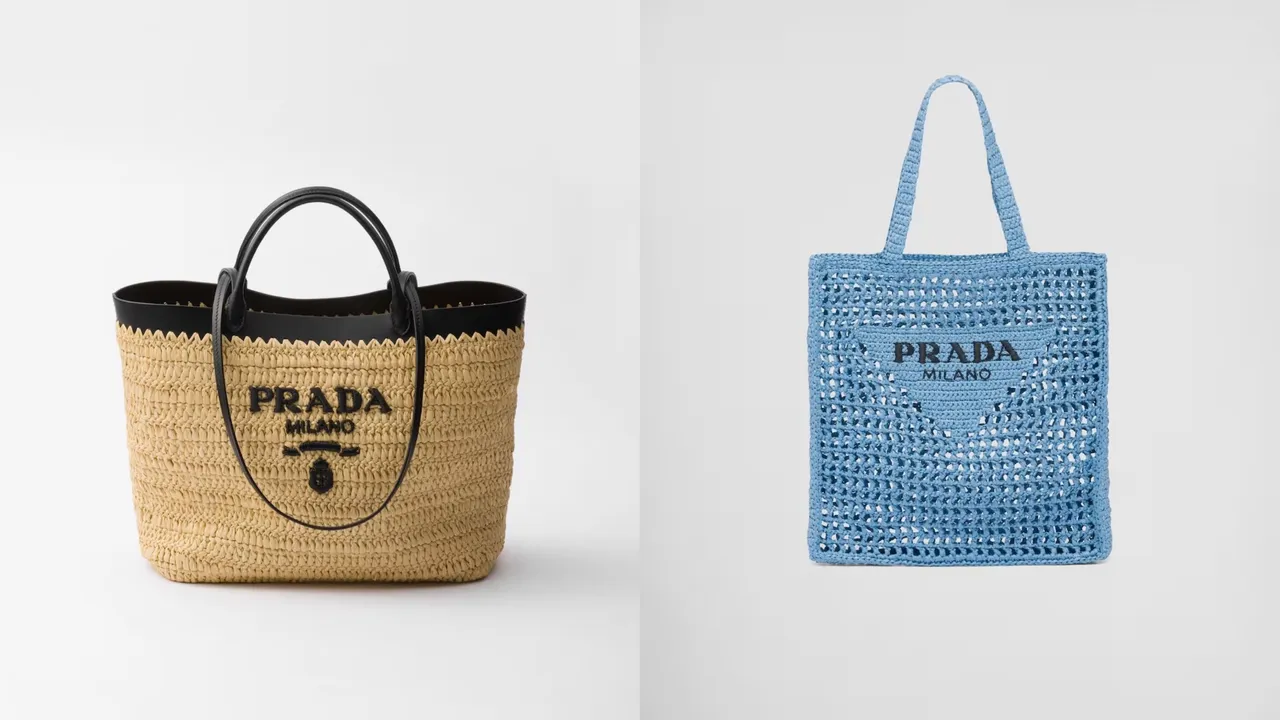 PRADA鉤織皮革托特包(左)7萬8000元、鉤織托特包(右)6萬9000元。品牌提供