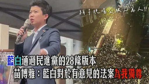藍白通過民進黨的28條版本 苗博雅:藍白對於有意見的法案為我獨尊